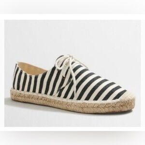 J. Crew Black and White Striped Espadrilles